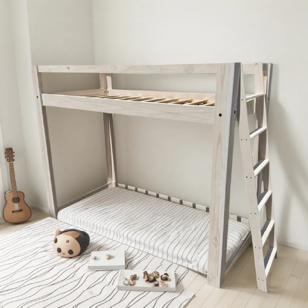 Cama Cucheta Montessori Alta Mr 1 o 1.5 Plaza Gris Hot Wheels